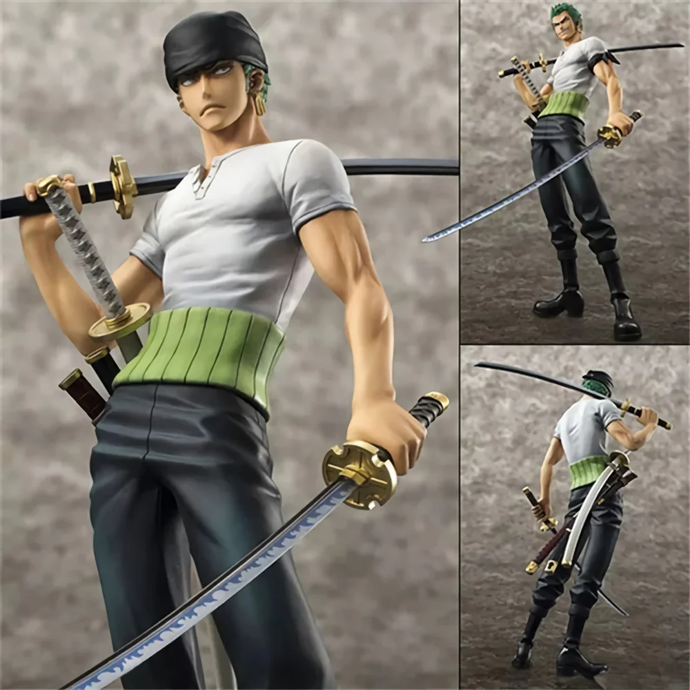 

Новинка, 24,5 см, ONE PIECE Roronoa Zoro GK, периферийная аниме-фигурка, зеленая Bellyband, фотография битвы, ручная модель