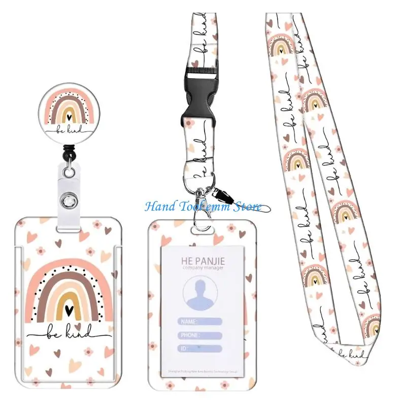 H37F Heavy Duty Plastic Card Protector With Removeble Lanyard Retractable Badge Holder with Neck Strap For Business Employee