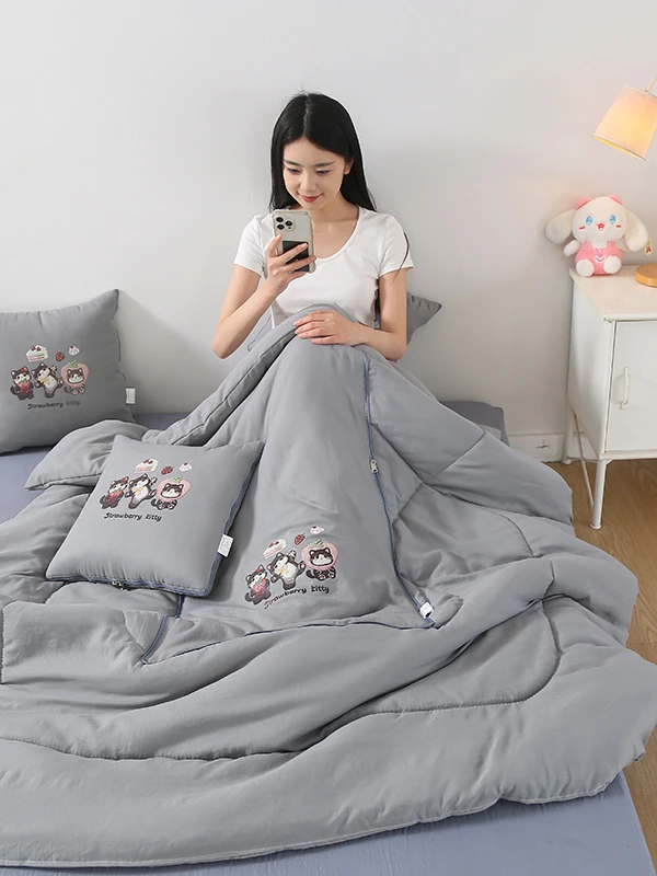 Washable Cotton Pillow Blanket Two-Purpose Office Nap Car Student Multi-Functional Air Conditioner Blanket Modern Simple Style
