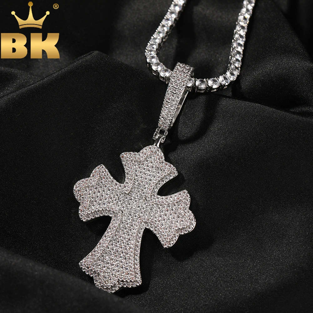 

Цепочка с кулоном в виде Королевского креста BLING KING с микрозакрепкой и кулоном из фианита для женщин и девушек, ювелирные изделия в стиле хип-хоп