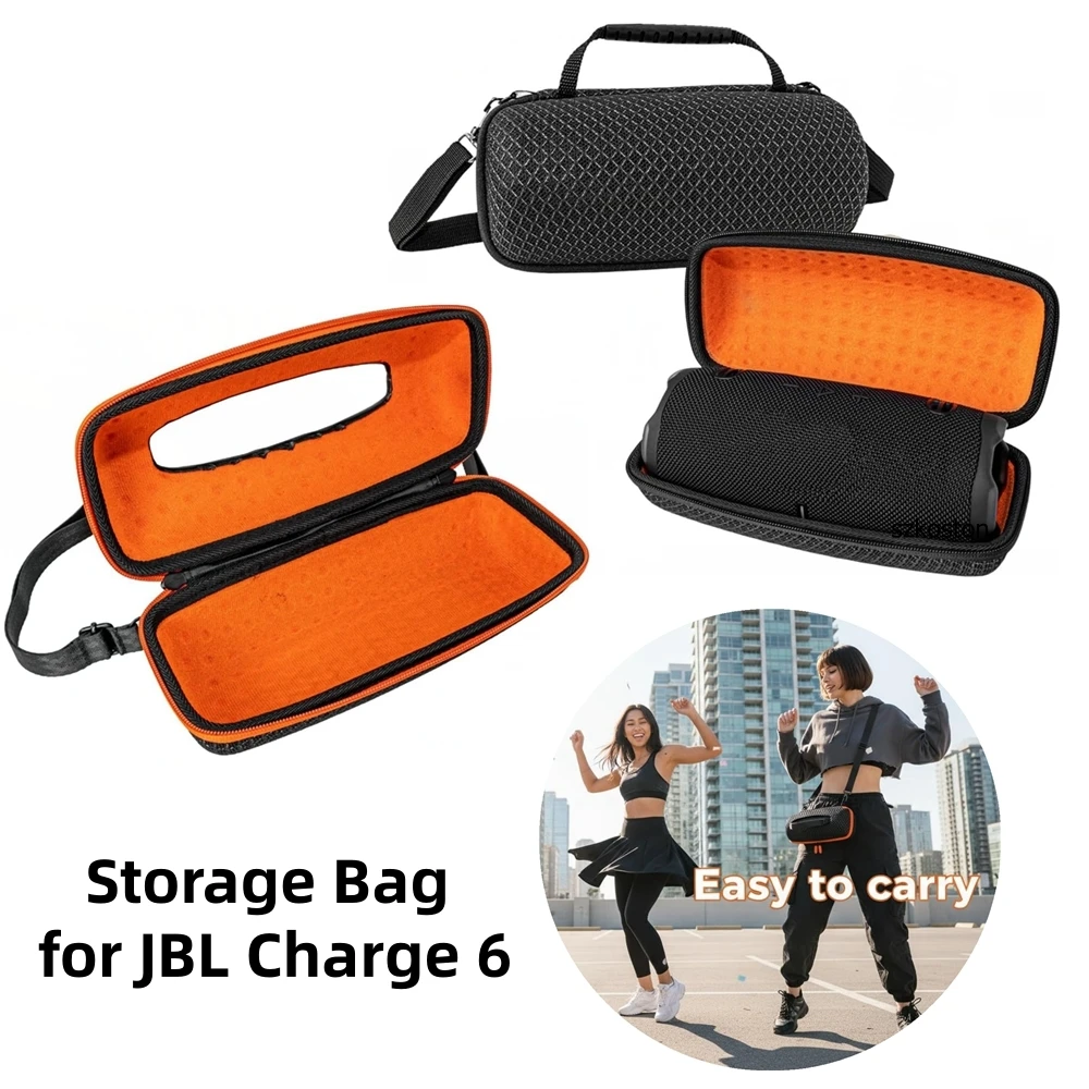 Protective Carrying Case for JBL Charge 6 Bluetooth-compatible Speaker Waterproof EVA Shell with Shoulder Strap Storage Bag