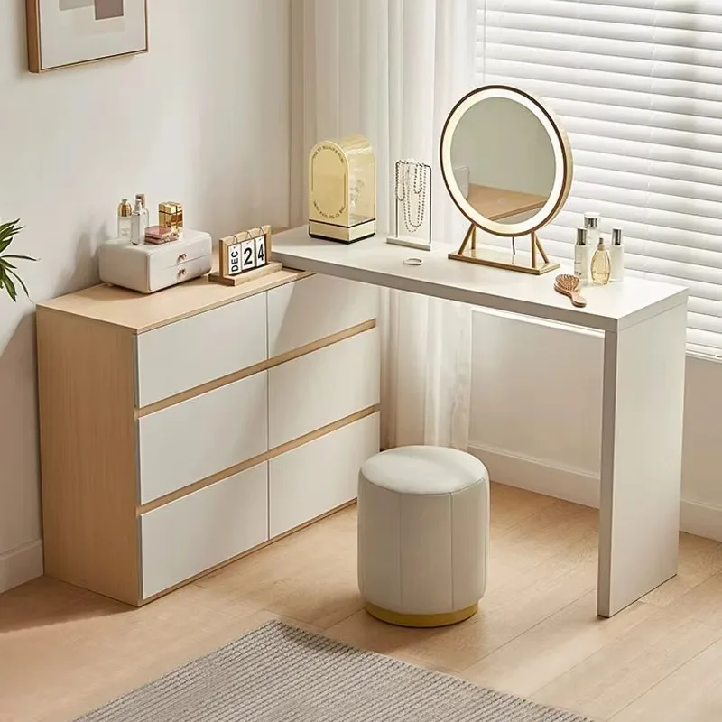 

Folding Woman Nordic Vanity Table Luxury Long Simple House Makeup Dresser Girl Storage Organizer Coiffeuse De Chambre Furniture