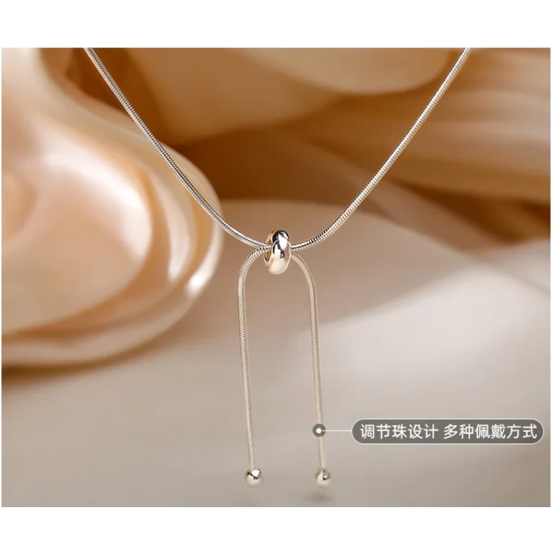 S Sterling Silver Sparkling Necklace for Women Short Clavicle Chain Choker Wedding Party Fine Jewelry