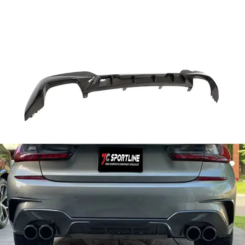 

Карбоновый задний диффузор-спойлер для BMW G20 G28 M-Sport (2019-2020), защита заднего бампера, под четырехтрубную выхлопную систему