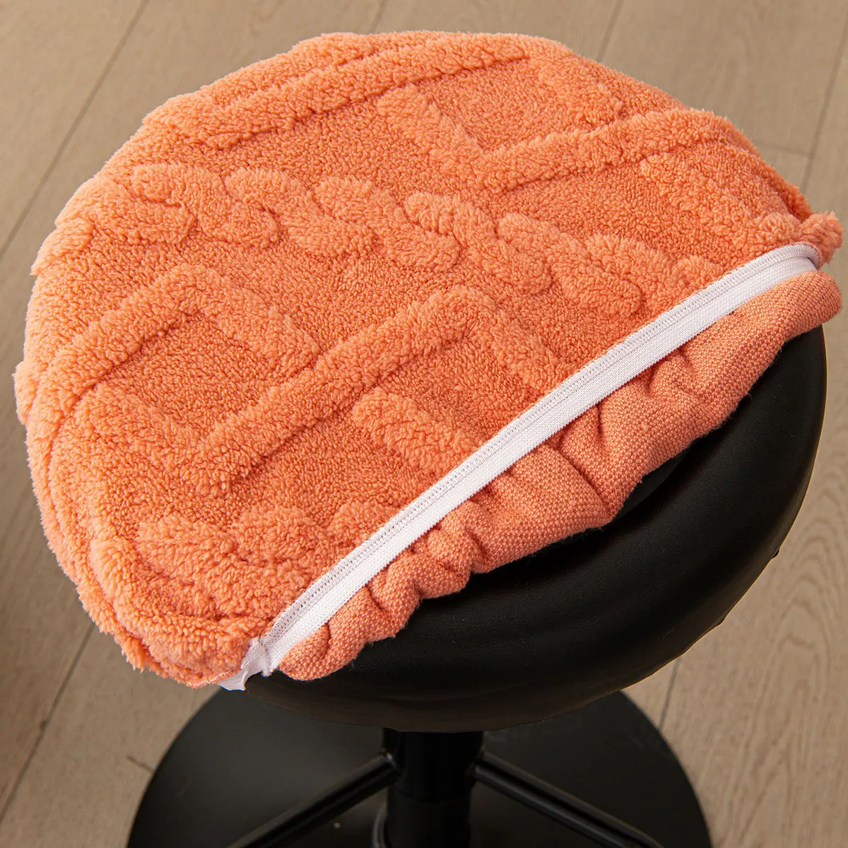 Universal Thickened Plush Round Rotating Stool Cover Washable Elastic Soft Dirt-Resistant Bar Chair Covers