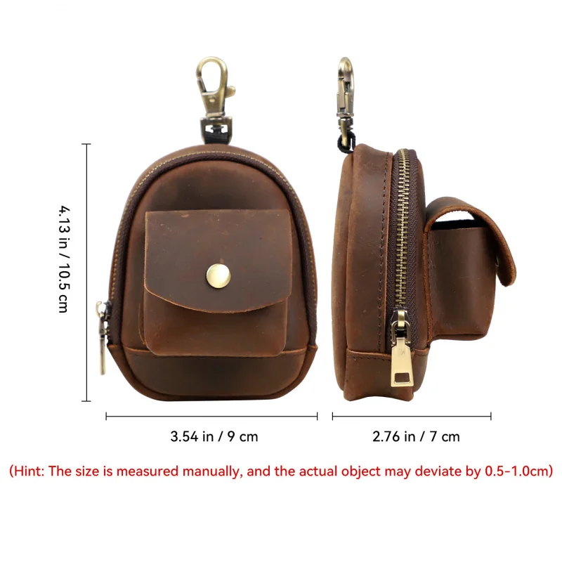 Creative Zipper Coin Purses for Small Changes, Keys and Cards, Genuine Leather Portable Mini Pouch, Tiny Cute Bag Wallet