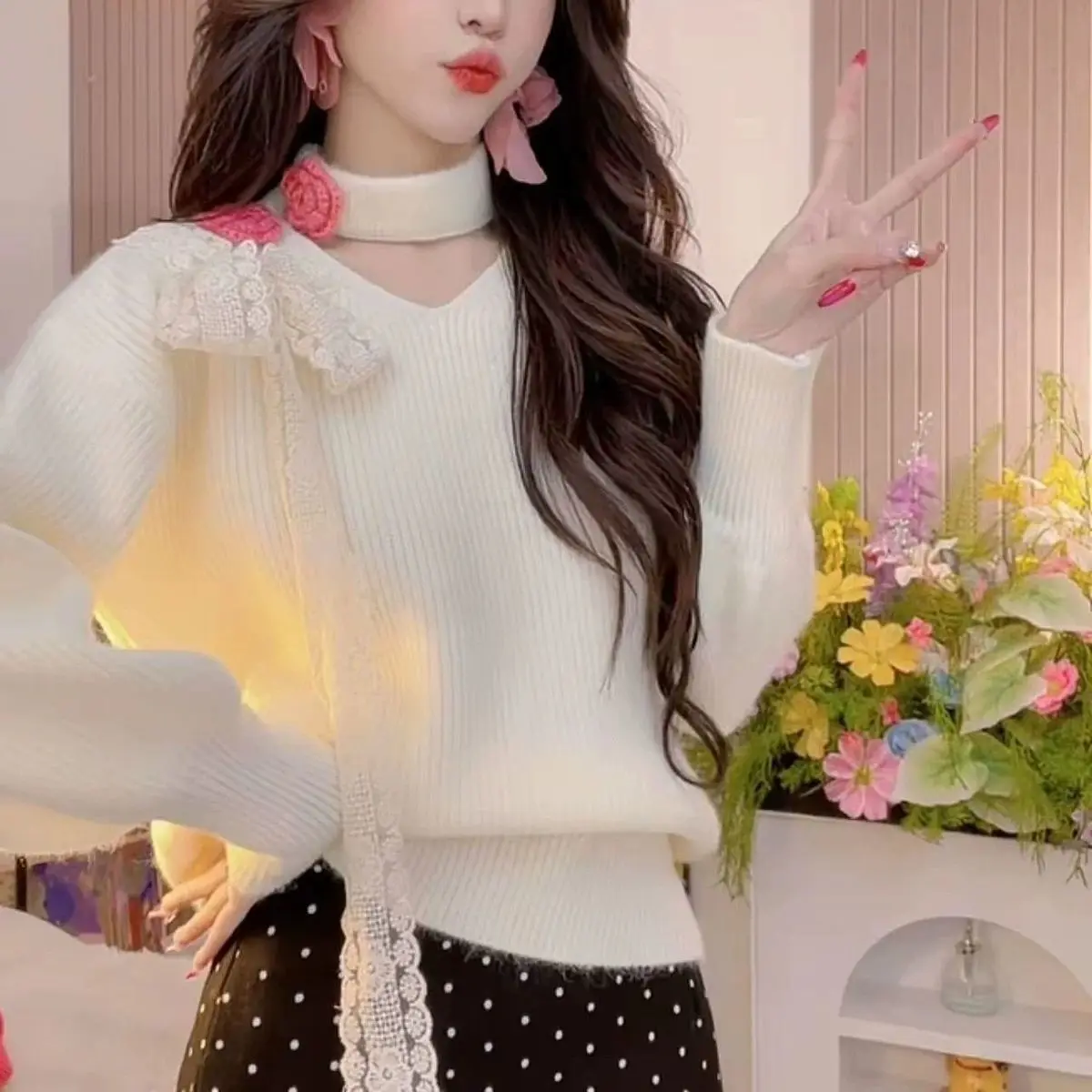 

Женская одежда: осенне-зимний модный повседневный свитер-пуловер с вырезами, однотонный, с круглым вырезом, универсальный, простой дизайн