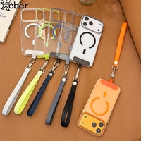 Official Wrist Strap Lanyard Crystal Clear Magnetic For Magsafe Case For iPhone 17 16 Pro Max 14 13 12 15 Plus Air Hard PC Cover