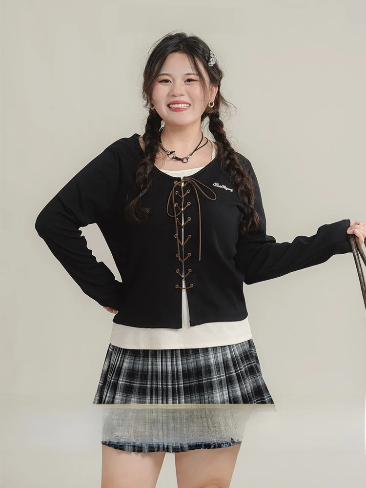 

Heynew, женская длинная футболка больших размеров с перекрещенными бретелями, осень-зима, новый дизайн, сенсационный топ, корейский топ из смеси хлопка