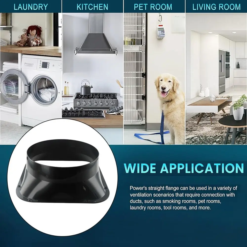 

Fan Connection ABS Wall Flange Connector Black 100-300MM Ventilation Pipe Joint Air Pipe Joint Kitchen