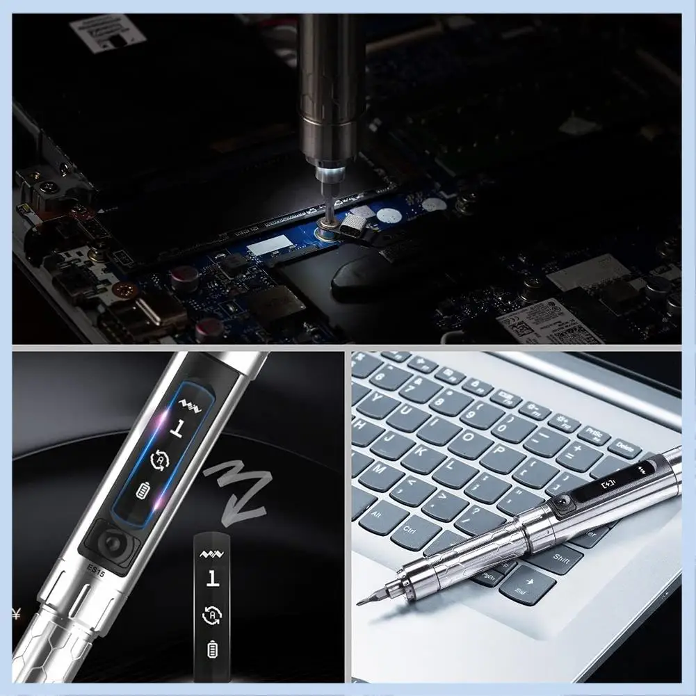 

MLGB-ES15 Electric Screwdriver, Cordless Precision Screwdriver Set, 24 Magnetic Bits And OLED Display, For PC Building