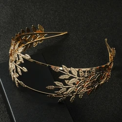 Golden Series Leaves Shape Hair Hoop Metal Headband Spring Summer Wedding Party Bride Baroque Style Styling Headwear