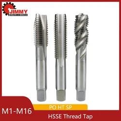 JIMMY-Espiral Fluted Tap Drill Bit Machine, plugue métrico, rosca, torneira de mão, ferramentas de metalurgia, alta qualidade, M1-M16, HSS-E