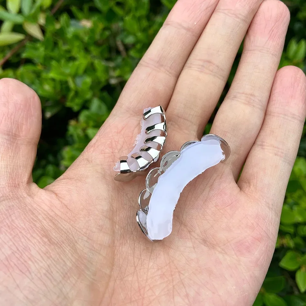 Klassische 6/6 Glänzende Zahn-Grillz Hip-Hop 14K Vergoldete Zahnkappen Körperschmuck für Frauen und Männer Cosplay-Accessoire – Detail 11