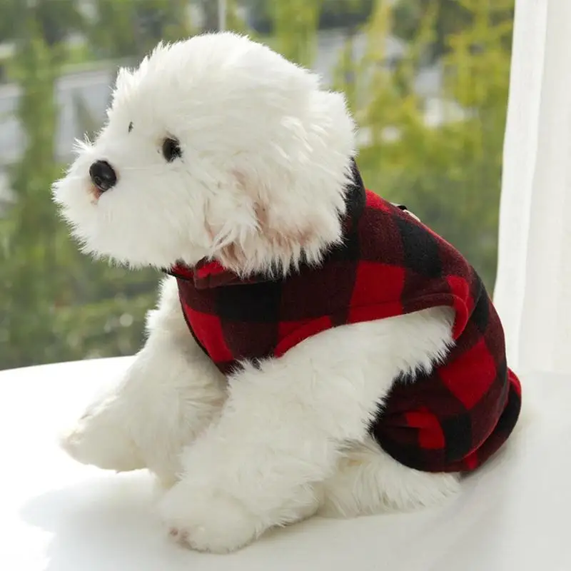 Dog Fleece Vest Soft Warm Polar Fleece Plaid Vest For Dogs Cold Weather Dog Winter Sleeveless Clothes For Small Medium And Large