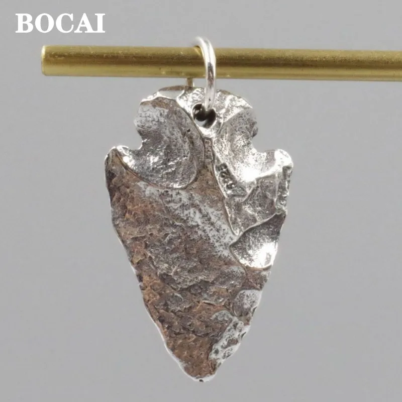 BOCAI New Real S925 Silver Jewelry  Indian Hip-Hop Trend Spearhead Pendant Retro Punk Personalit Men's and Women's Pendant