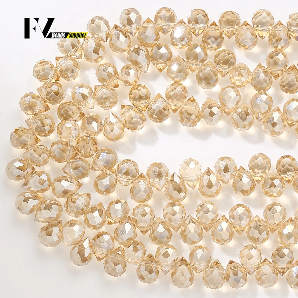 6mm Natural Stone Beads Champagne Golden Waterdrop Crystal Loose Beads For Jewelry Making Handmade Diy Bracelet Accessories