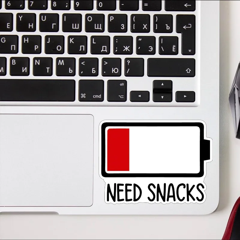 Need Snacks Battery Sticker Funny Sarcastic Tumbler Decal Sticker for Water Bottle Phone Hard Hat Vinyl Decal 15CM PVC KK