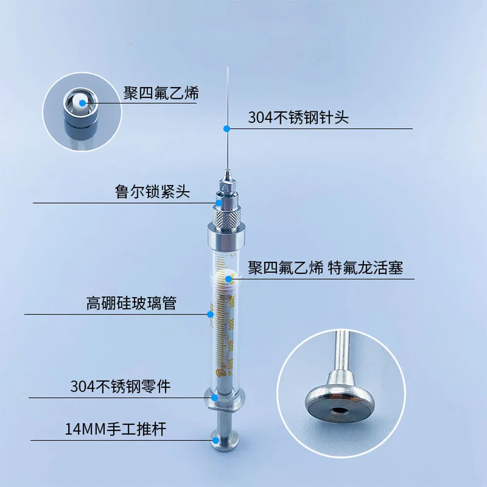 For Gas Chromatography Microsampler 250ul 500ul 2500ul 5000ul 10ml 25ml 50ml 100ml Syringe Ruhr Locking Head Replaceable Needle