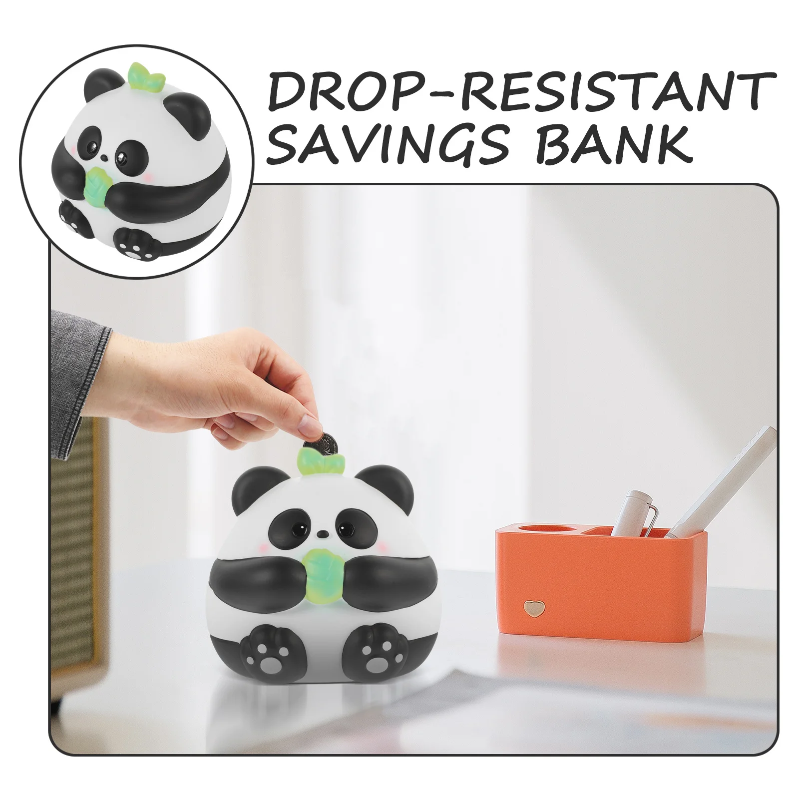 

Cute Panda Shaped Piggy Bank Vinyl Money Saving Box Anti Fall Coin Jar Decorative Small Savings Container For Home Bedroom