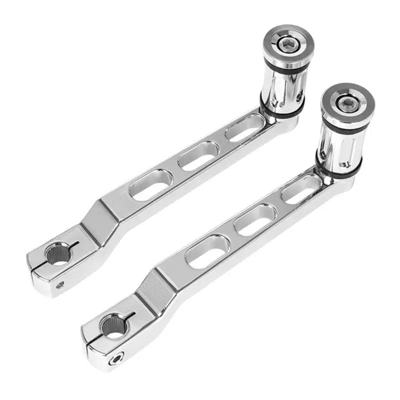 Machined Metal Motorcycle Shifter Lever Set, Front and Rear Replacement Pair with Rubber Grip Peg Detail for Maintenance