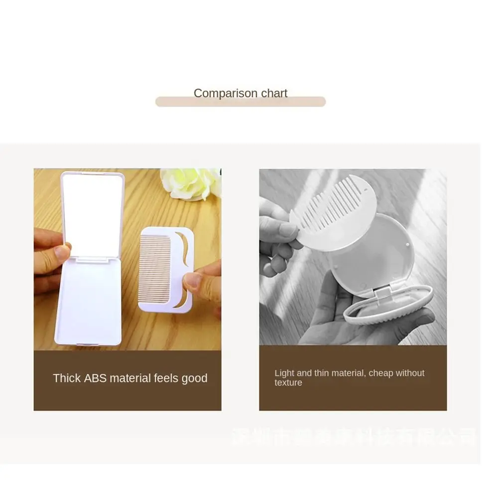 Conjunto de espelho de pente tipo flip mini espelho de maquiagem de cor sólida com pente espelho de vaidade dobrável espelho de bolso compacto feminino
