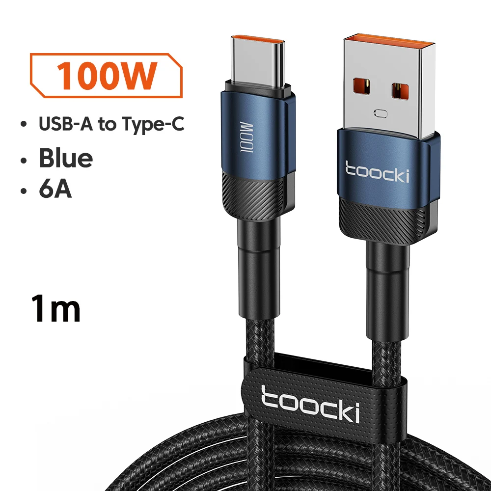 Toocki 6A USB-zu-Typ-C-Kabel für Huawei Xiaomi PD 100 W Schnellladegerät USB-C-Datenkabel Schnellladung für Samsung Oneplus