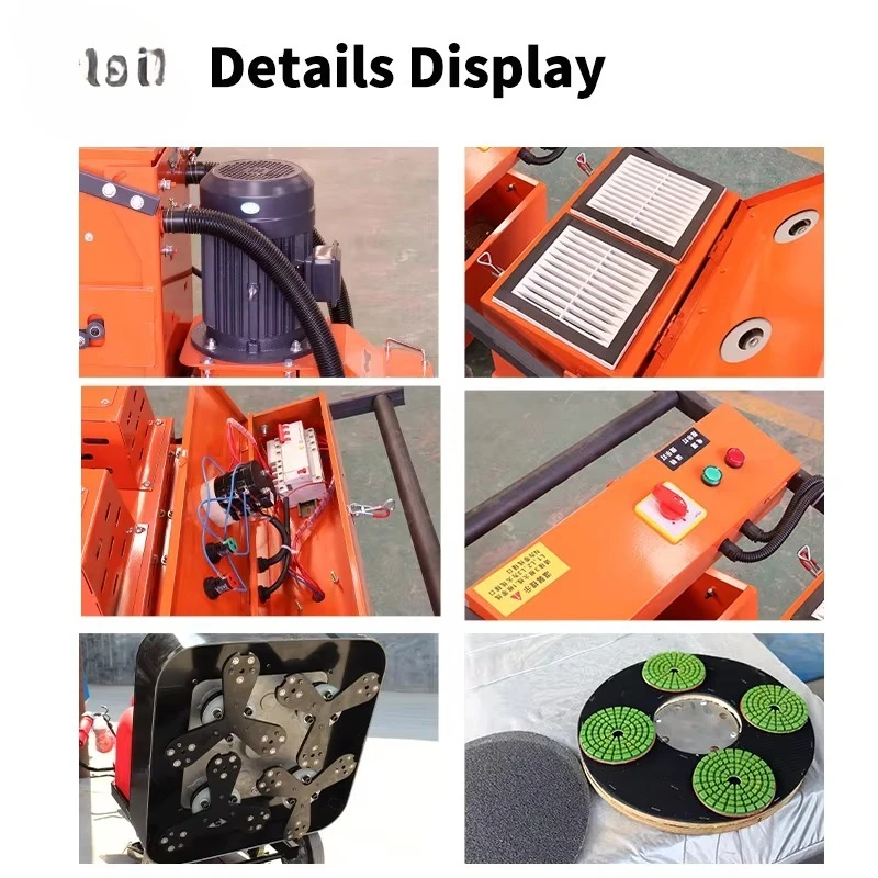 Dust-Free 530mm Working Width Concrete Grinder Vacuum System Epoxy Paint Remover Ground Polishing Equipment Motor Core Component