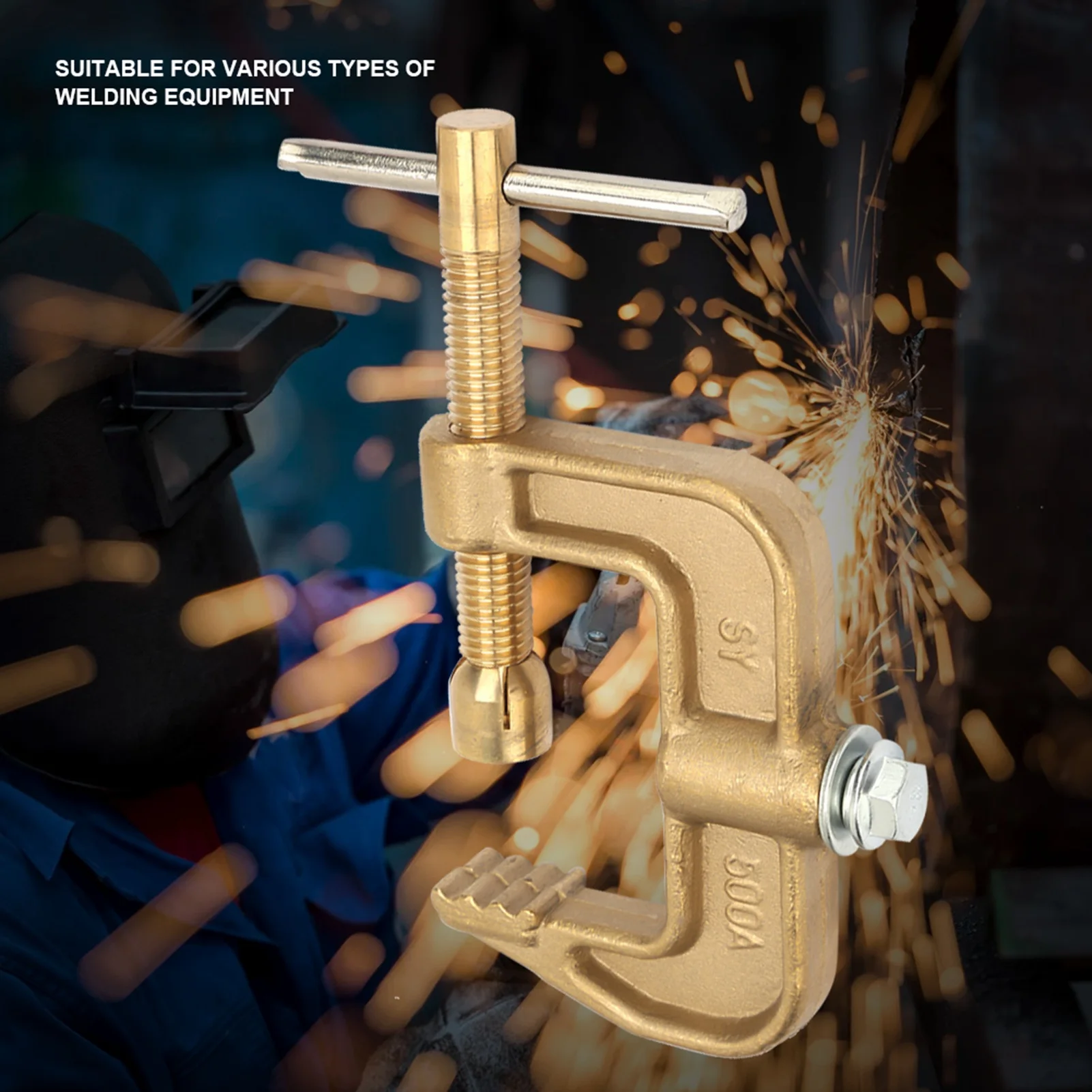 แคลมป์เชื่อมดินทองเหลือง แคลมป์เชื่อม 500A วัสดุทองเหลือง รูปทรงคลาสสิคแบบ G แคลมป์เชื่อมดินสำหรับเครื่องเชื่อม