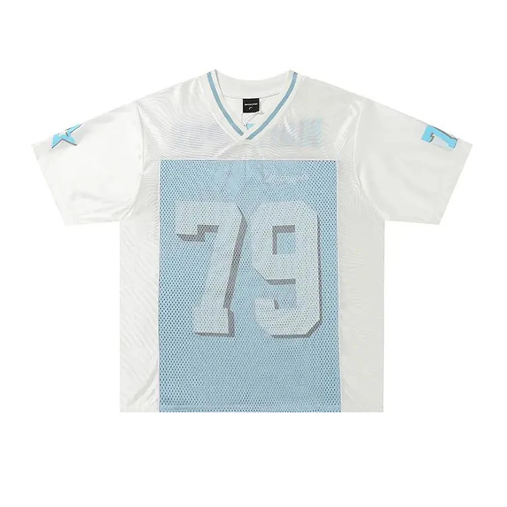 

Summer New Men's Letter Mesh Short-Sleeved T-Shirt American Retro Fashion Trend Street Casual Loose Breathable Men's Tops