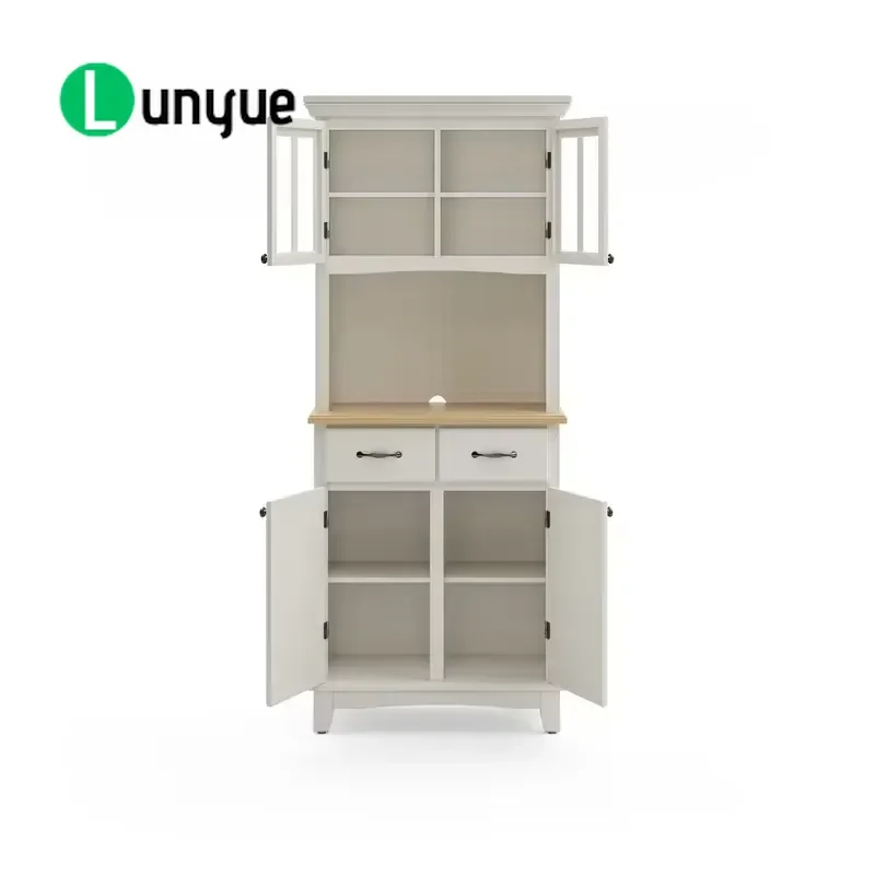 White Solid Wood Kitchen Corner Storage Rack Multi-functional Microwave Sideboard Eco-friendly Practical Furniture for Home