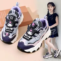 Scarpe sportive per bambini da ragazza primavera 2024 new plus size purple children's Mesh Big Girl Casual Kuromi Children