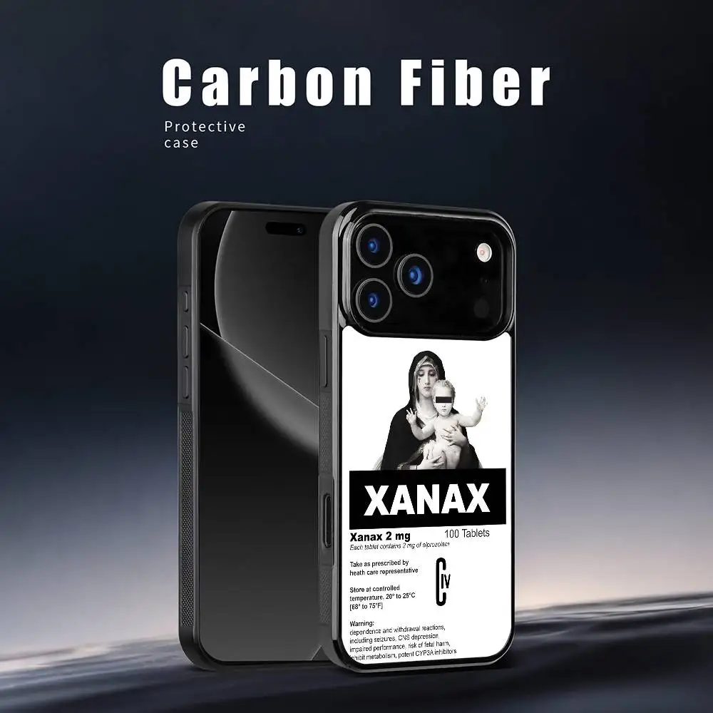 

Chill Pill XANAX Plating Phone Case For iPhone 17 16 15 14 13 12 11 Pro Xs Max Mini Plus Celulares Hard Funda