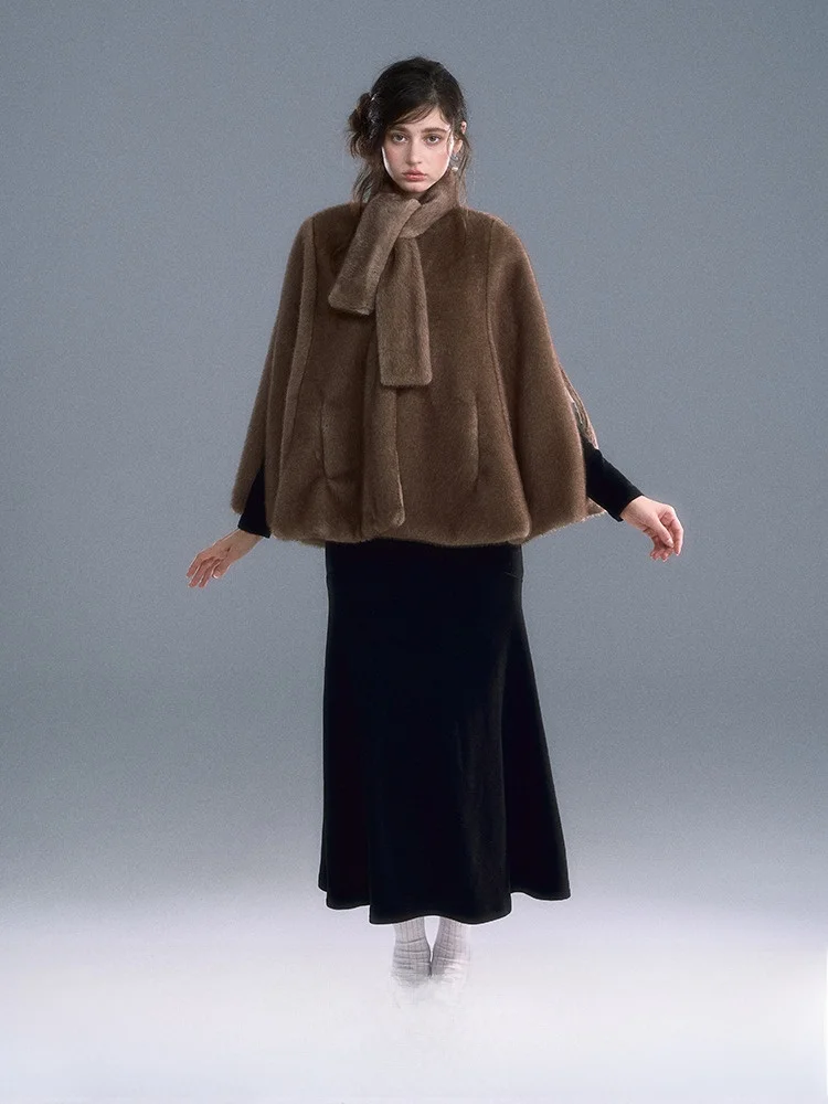 

Romantic Escape Medieval Dr Faux Fur Vintage Luxury Detachable Collar Coat Warm Polyester Long Sve round Ne Outerwear