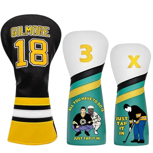 Imagen 1 del producto Happy Gilmore Golf Club Headcover para conductores, maderas de calle, híbrido/rescate, juego de fundas para cabeza de golf de cuero pu de primera calidad