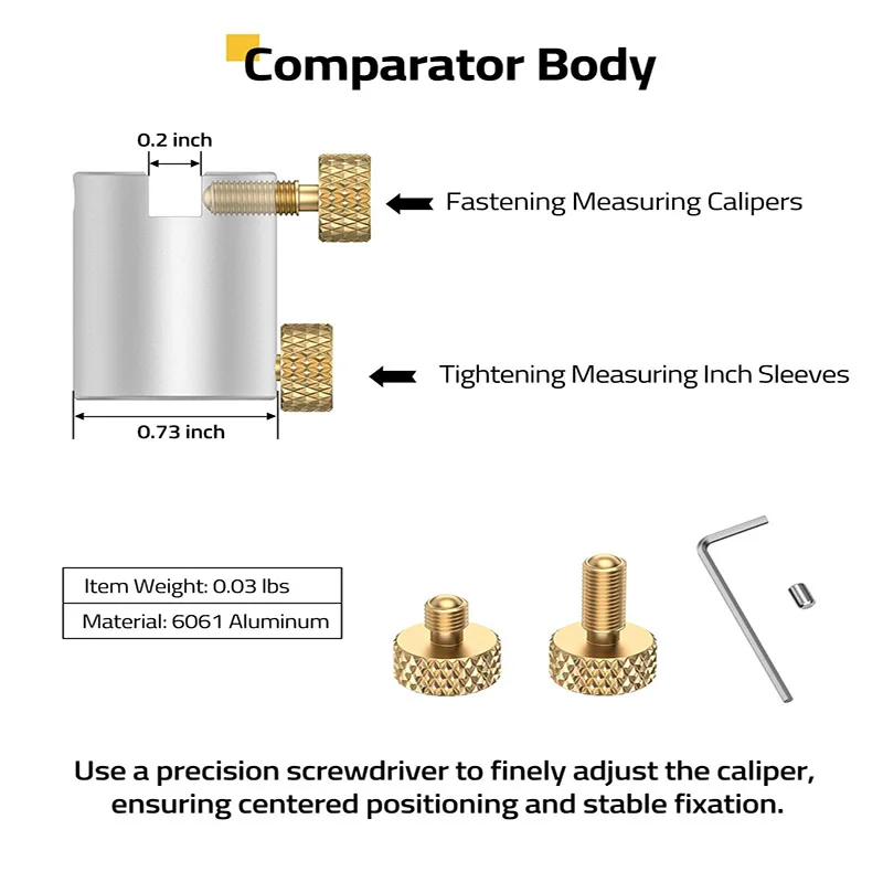 Kit Pembanding Jarak Kepala dan Jarak Duduk CVLIFE, 14 Insert dan 6 Bushing, Alat Pengisian Ulang Amunisi Aluminium dengan Kotak Timah, Pengukur Presisi
