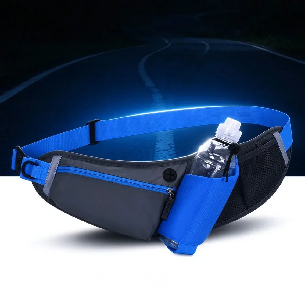 Breathable Back Hydration Waist Bag,Waterproof Running Fanny Pack with Bottle Pocket,Adjustable Nylon Strap and Reflective Strip