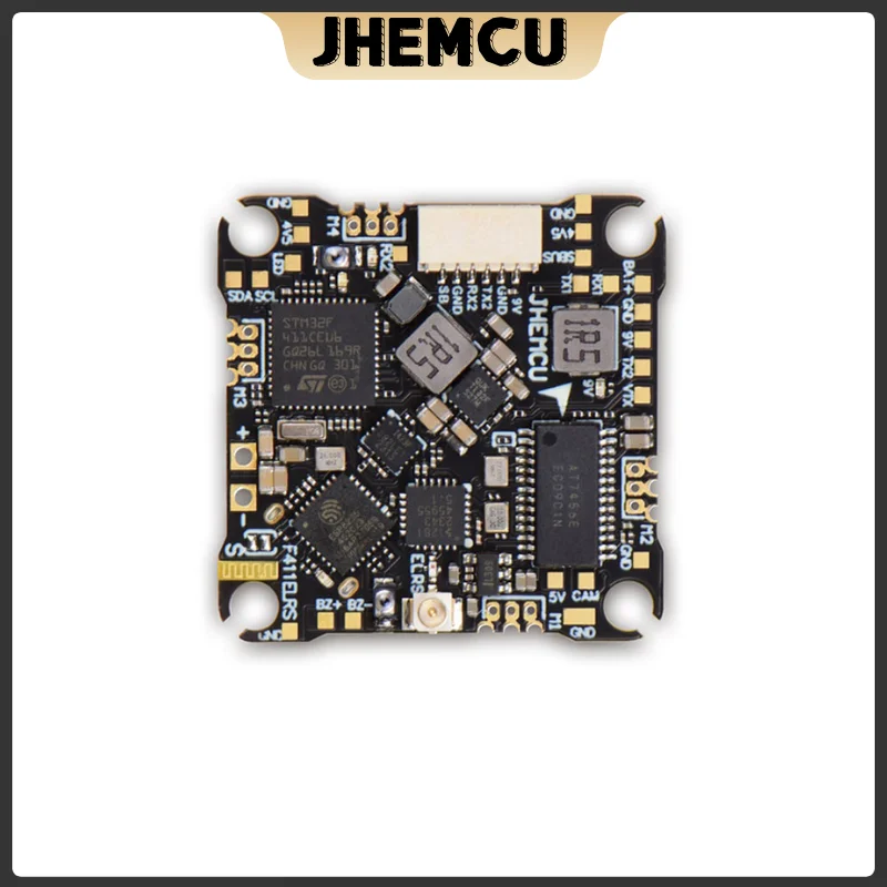 JHEMCU F411ELRS AIO Flight Controller ICM42688-P OSD BLHELI_S 1-2S 12A 4in1 ESC ELRS 2.4G M3,25.5X25.5mm for RC FPV Drone