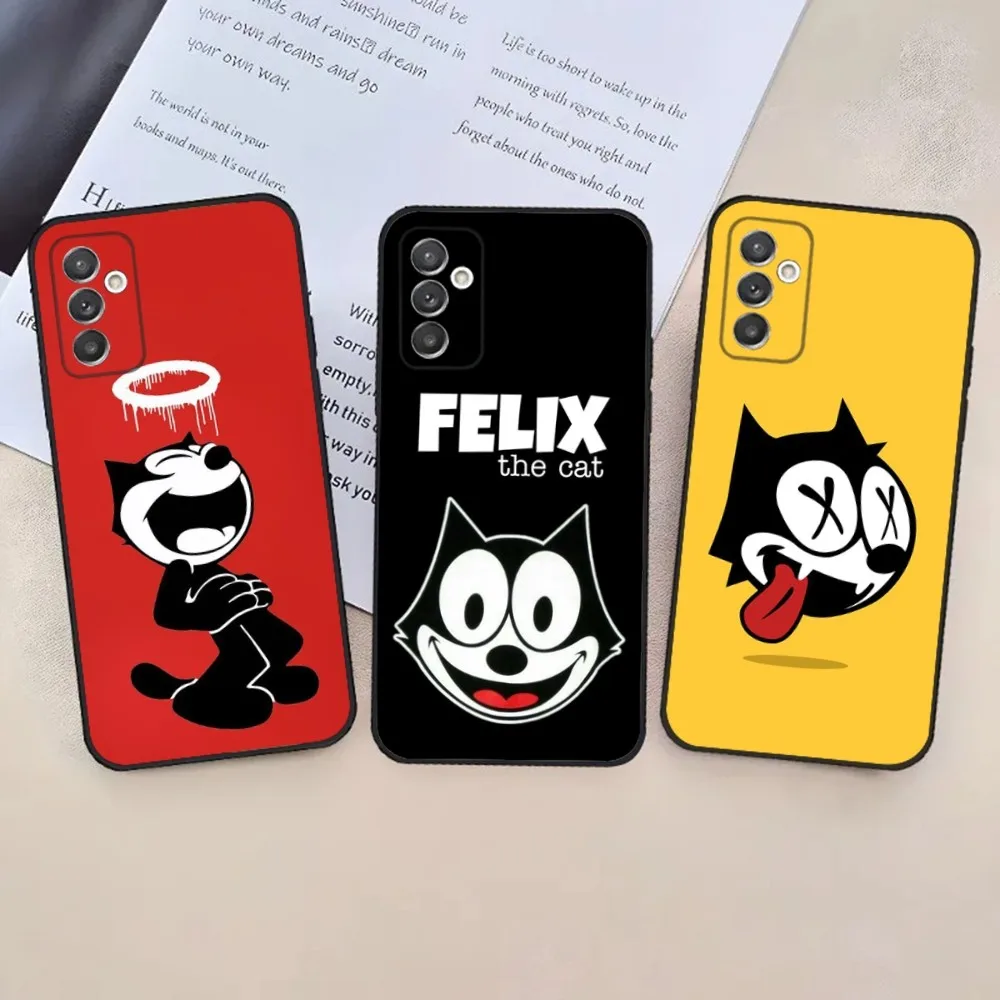 

Cute F-Felix the C-Cats Phone Case For Samsung S24,23,22,30,21,10,9,Ultra,Plus,Lite,FE,5G Black Soft Case
