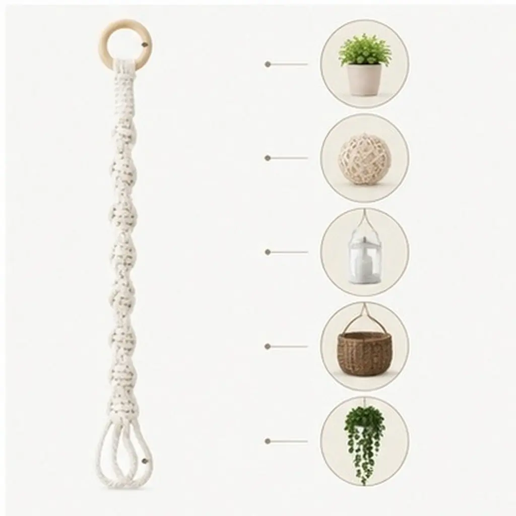 6Pcs Boho Macrame Plant Hanger Indoor Outdoor Hanging Planter Holder for Flower Pots Balls Decorative Items Wall Ceiling Window