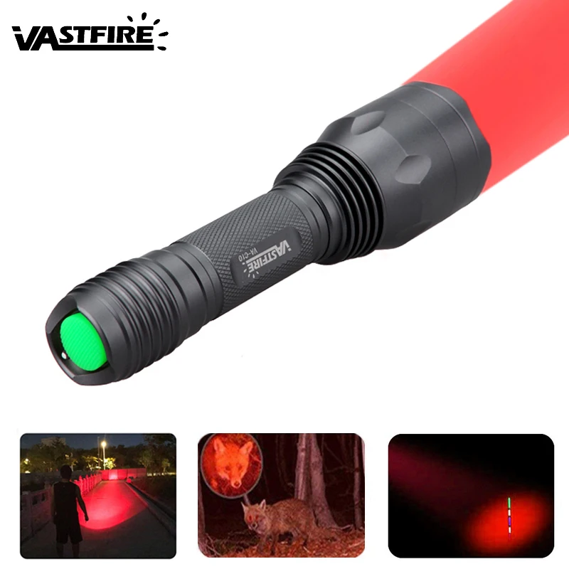 10000LM Portable Green/Blue/Red Light Flashlights Adjustable Focus Torch Mini Flashlight Pocket Outdoor Flashlights Small Torch
