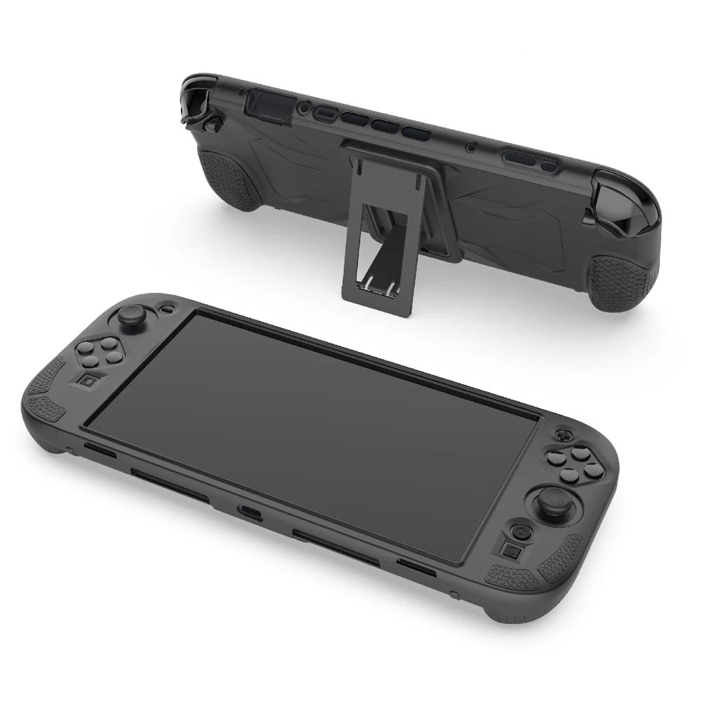 

for Switch 2 Silicone Case with Foldable Stand Protective Skin Cover Anti-Slip Anti-Scratch Soft Full Protective Shell Black