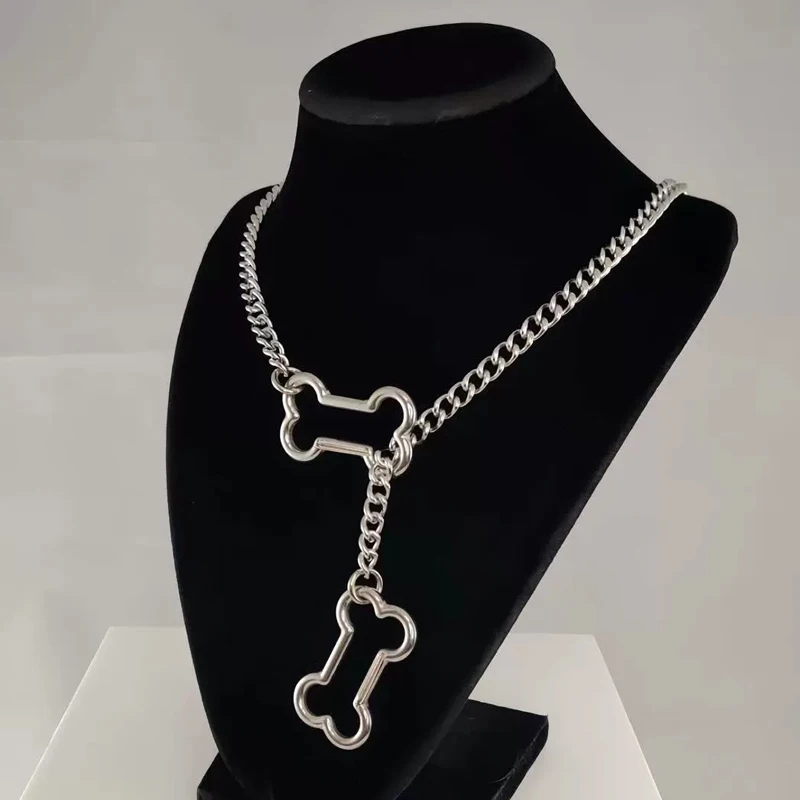 Punk Charms Kette Knochen Anhänger Halskette für Frauen Koreanische Mode Goth Geometrische Halskette Hip Hop Grunge Zubehör Schmuck – Detail 3