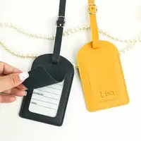 Customized Letters Smooth PU Leather Classic Ultra-Thin Travel Aviation Luggage Tag Signature Luggage Label 4