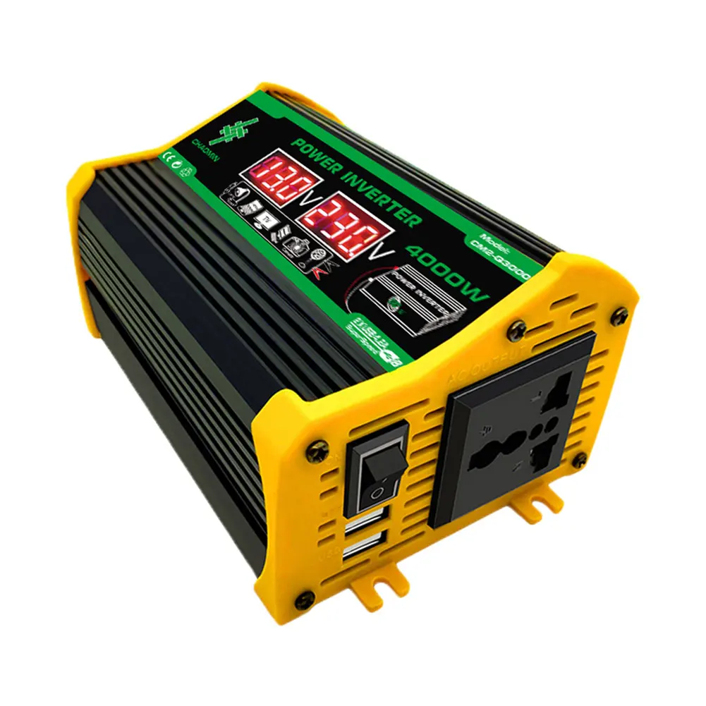 4000W Intelligente Omvormer Dual USB 12V Naar 220V/110V Power Converter Auto Transformator Dual LCD Display Snel Opladen