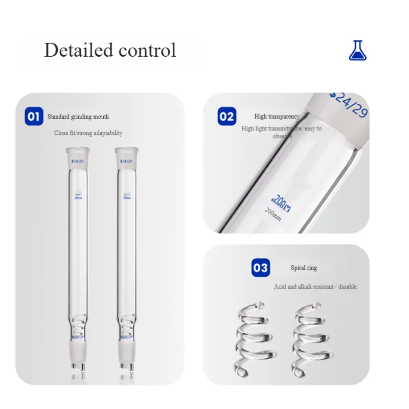 Picture 4: Glass spiral snake-shaped packed fractionating column Thorn-shaped distillation column 200mm300mm400mm500mm24*2