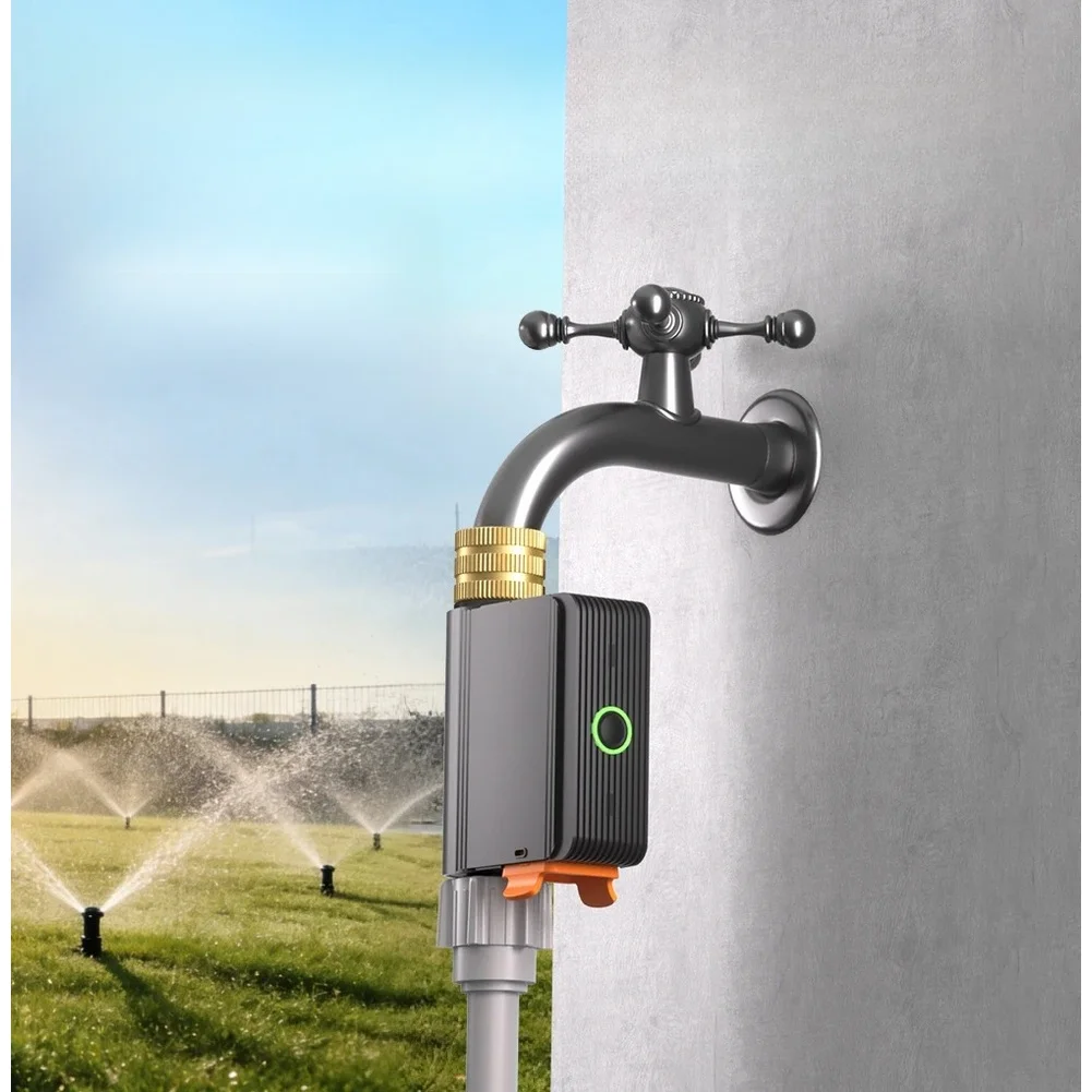 For Zigbee Smart- Water Valve With Flow Meter App Control Garden Watering Timer Brass Black IP55 Waterproof SWV-ZFU/SWV-ZFE