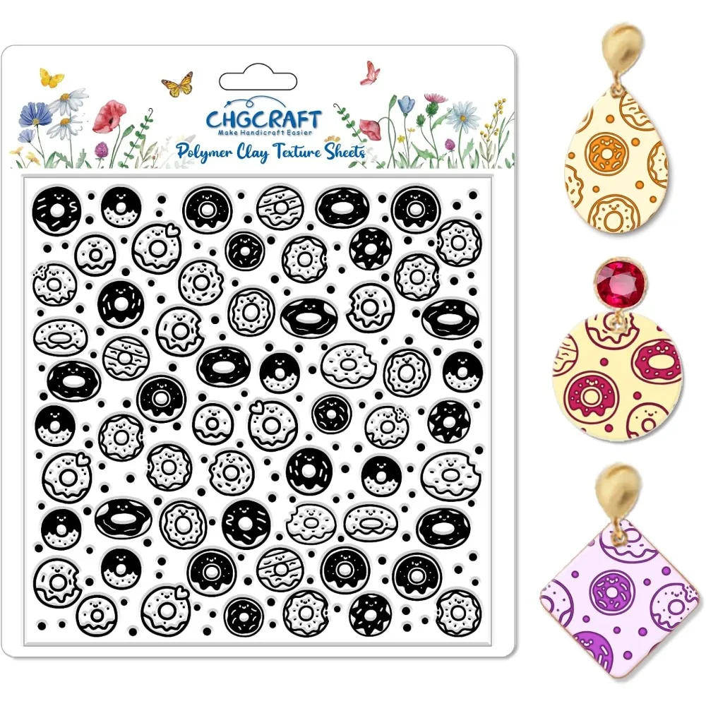

Donuts Pattern Polymer Clay Texture Sheet Polka Dots Pattern Texture Mat for Polymer Clay Making Earrings Jewelry DIY