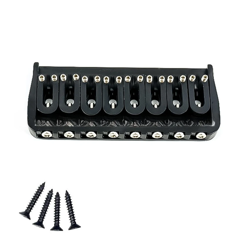 

8-струнный электрогитарный бридж, черный фиксированный хардтейл-бридж с серебристыми винтами, 8 седел, для гитар с разной мелодийной шкалой