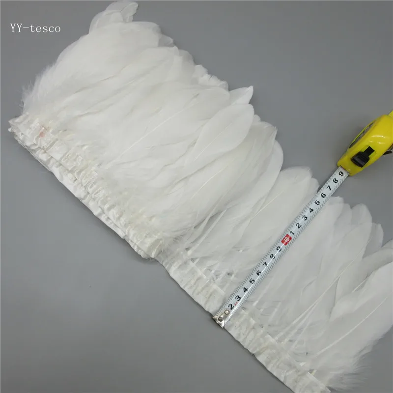 Goose Feather Trims 1 Yards/Lot Dyed Geese Feather Ribbons/15-20cm Fringes Goose Feather Cloth Belt DIY decorative 20 Color